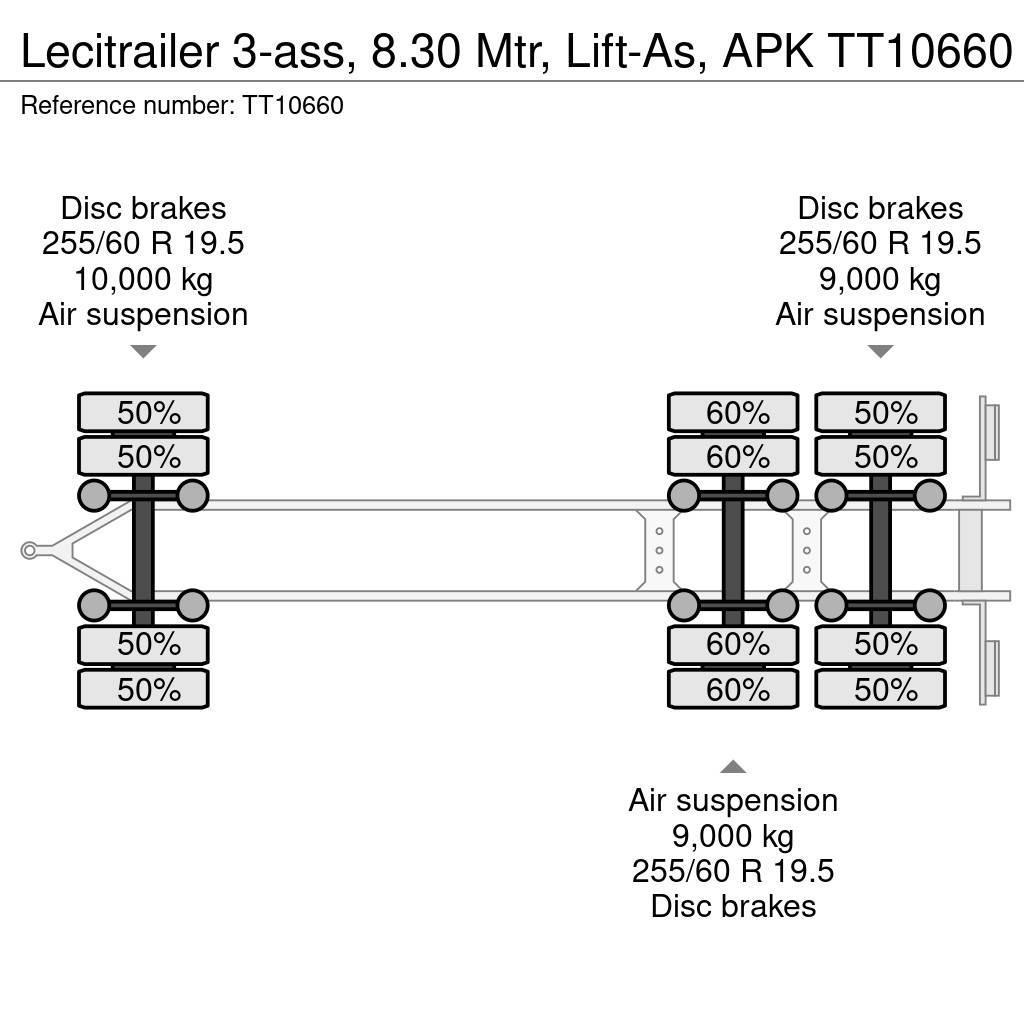 Lecitrailer 3-ass, 8.30 Mtr, Lift-As, APK Flatbed römorklar
