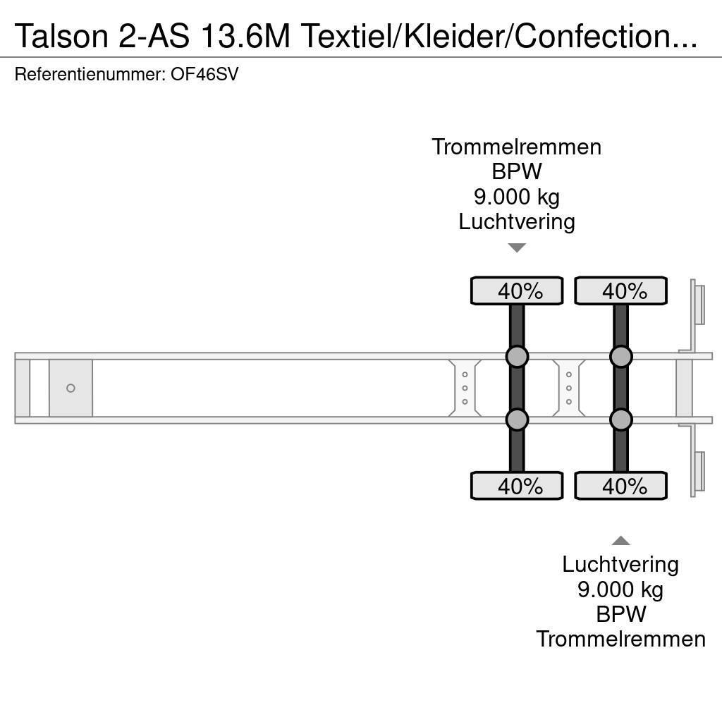 Talson 2-AS 13.6M Textiel/Kleider/Confection ABS APK/TUV Kapali kasa yari römorklar