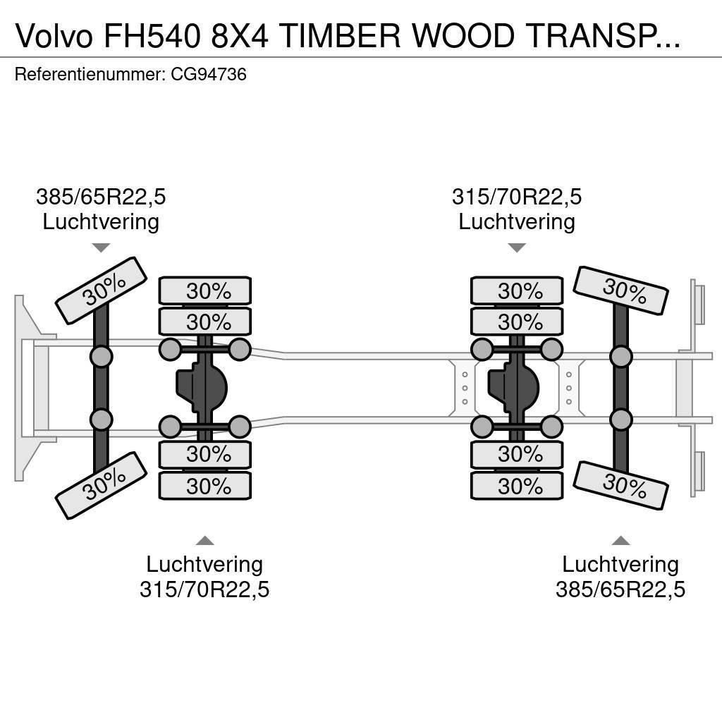 Volvo FH540 8X4 TIMBER WOOD TRANSPORT COMBI WITH TRAILER Yol-Arazi Tipi Vinçler (AT)
