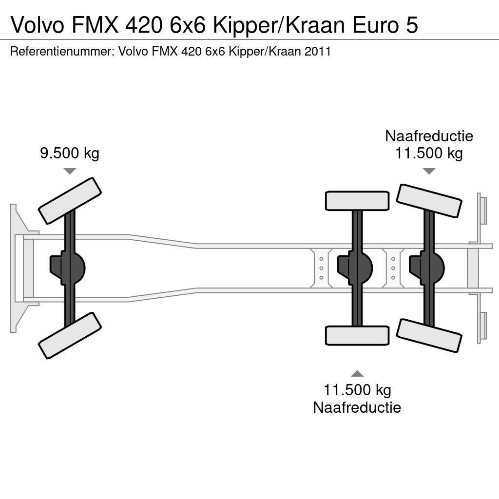 Volvo FMX 420 6x6 Kipper/Kraan Euro 5 Damperli kamyonlar