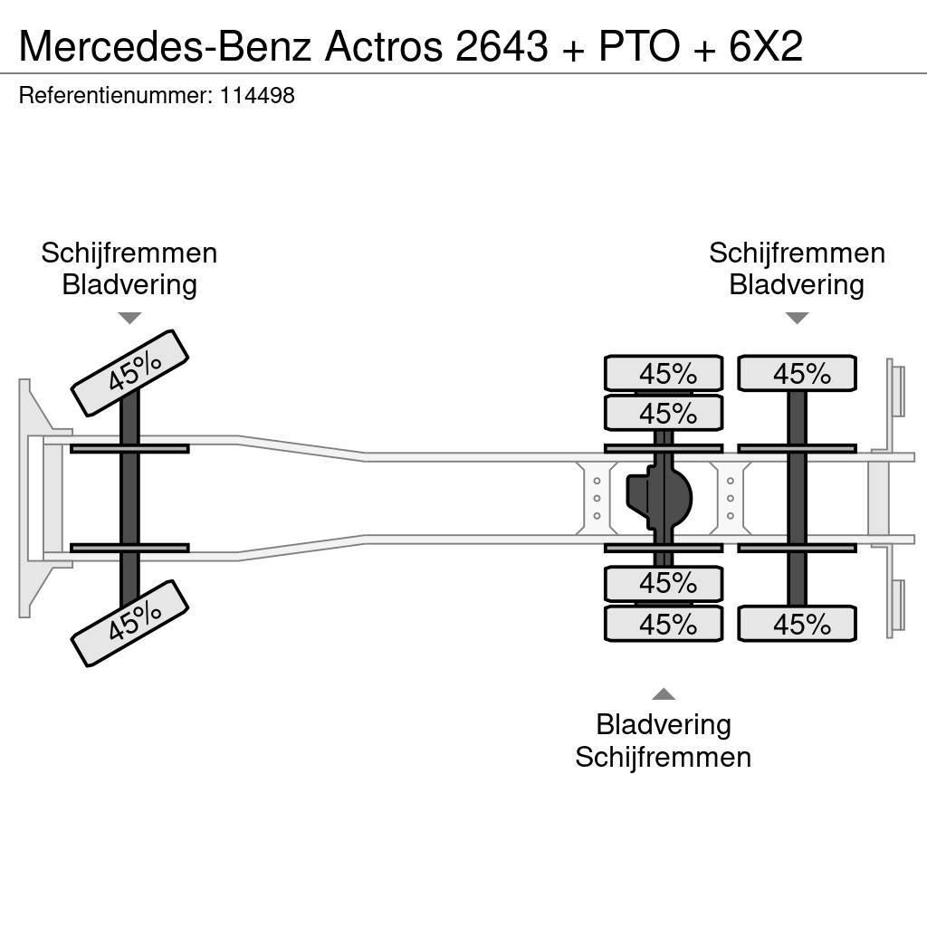 Mercedes-Benz Actros 2643 + PTO + 6X2 Flatbed kamyonlar