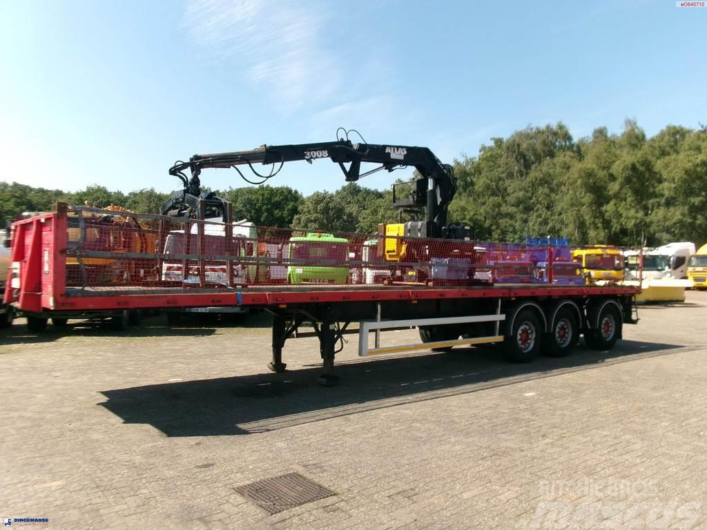 Fruehauf 3-axle platform trailer + Atlas 3008 crane Flatbed kamyonlar