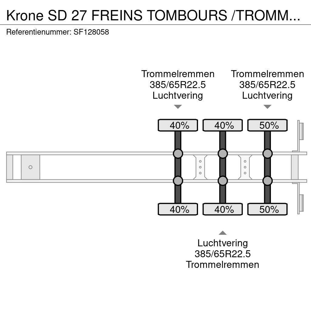Krone SD 27 FREINS TOMBOURS /TROMMELREMMEN Flatbed çekiciler