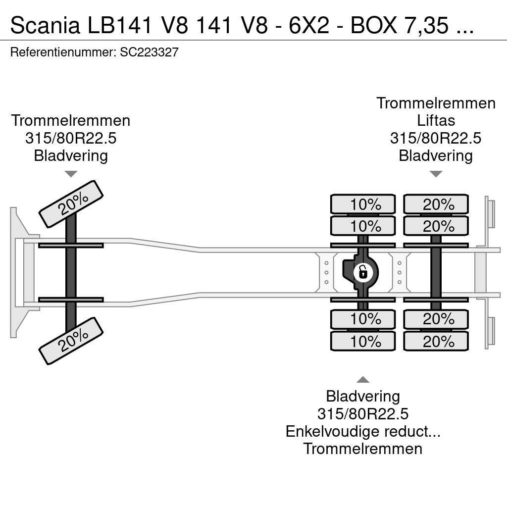 Scania LB141 V8 141 V8 - 6X2 - BOX 7,35 METER Flatbed kamyonlar
