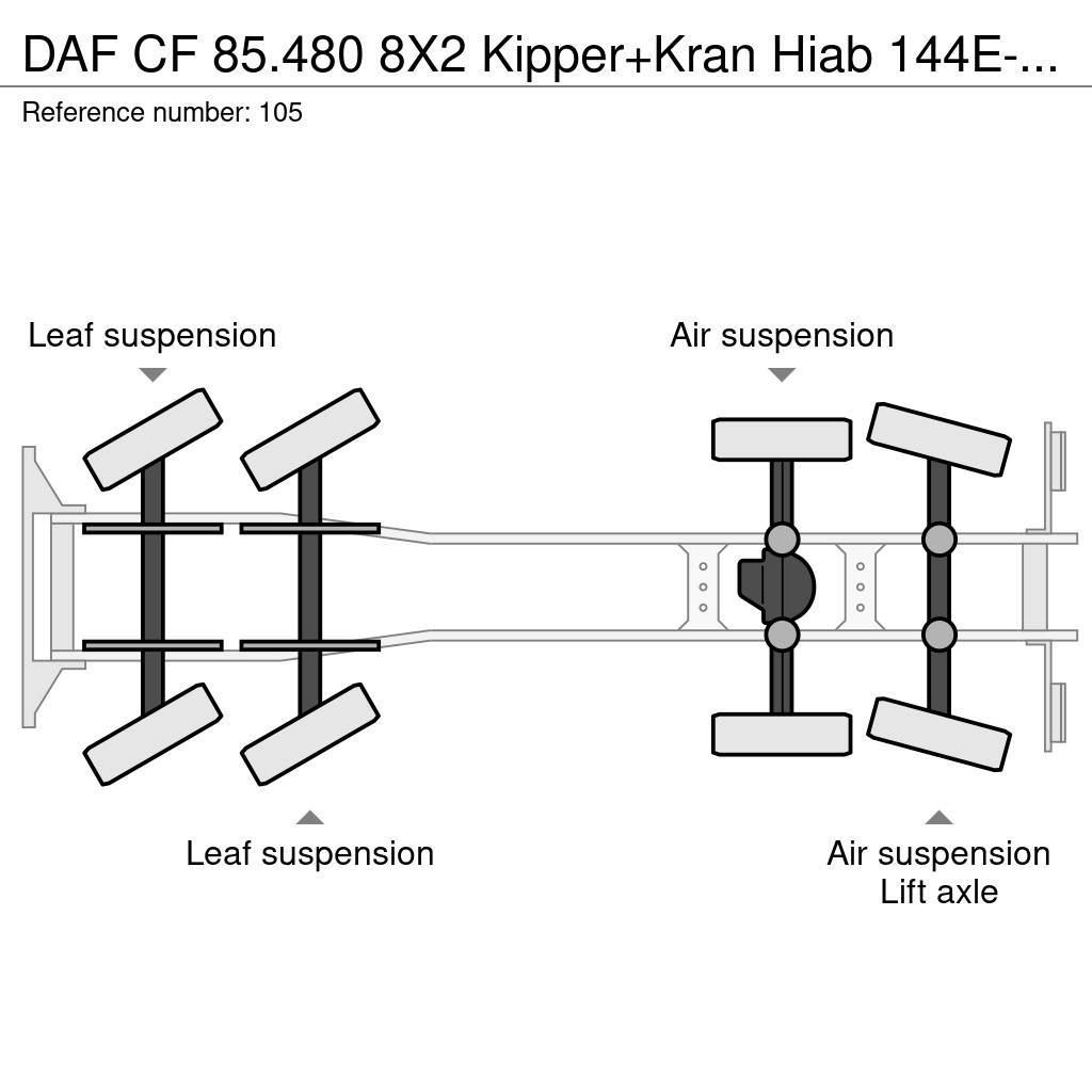 DAF CF 85.480 8X2 Kipper+Kran Hiab 144E-3 PRO Araç üzeri vinçler