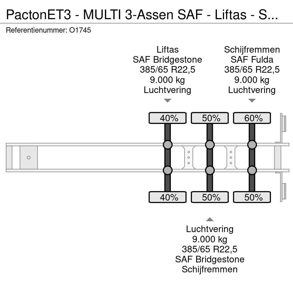 Pacton ET3 - MULTI 3-Assen SAF - Liftas - Schijfremmen - Konteyner yari çekiciler