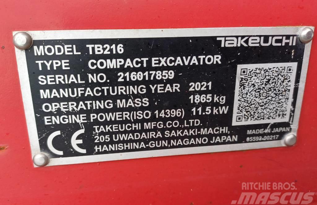 Takeuchi TB216 Mini ekskavatörler, 7 tona dek