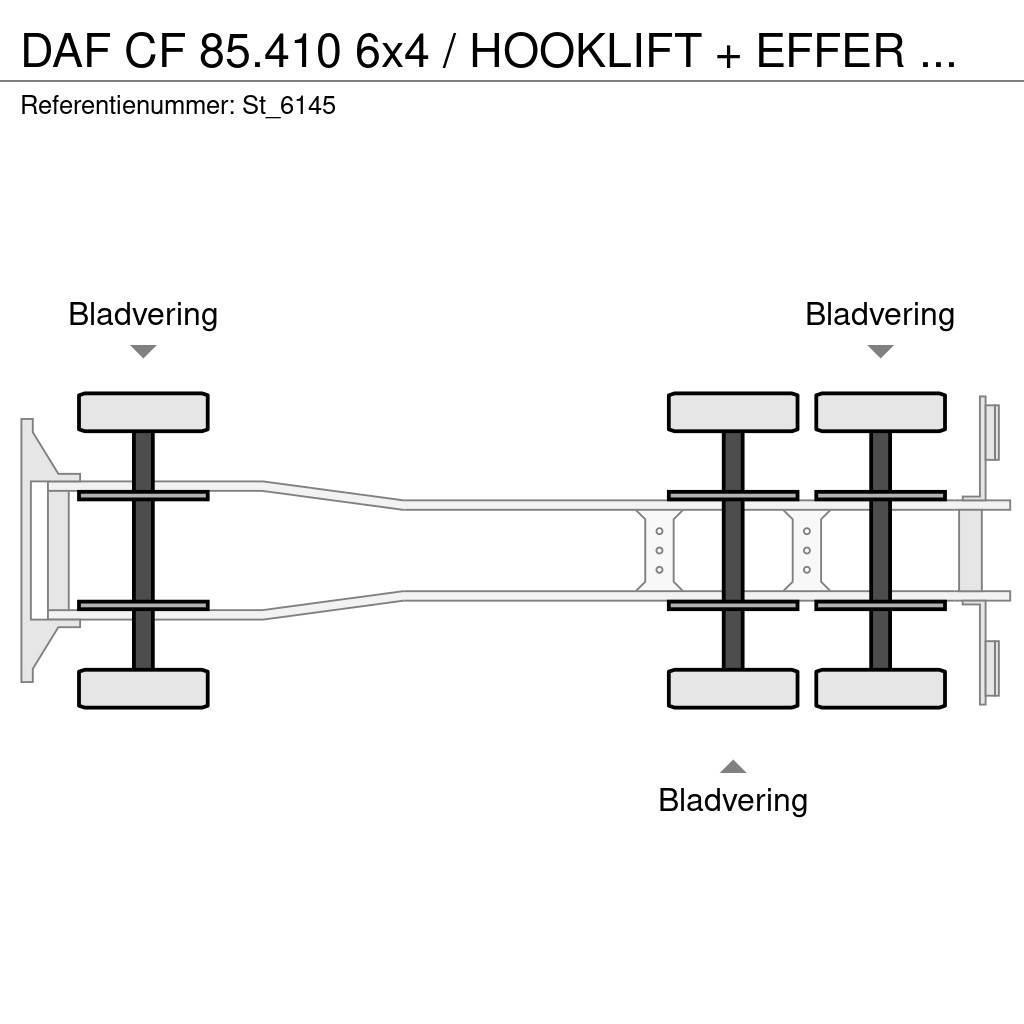 DAF CF 85.410 6x4 / HOOKLIFT + EFFER CRANE Araç üzeri vinçler