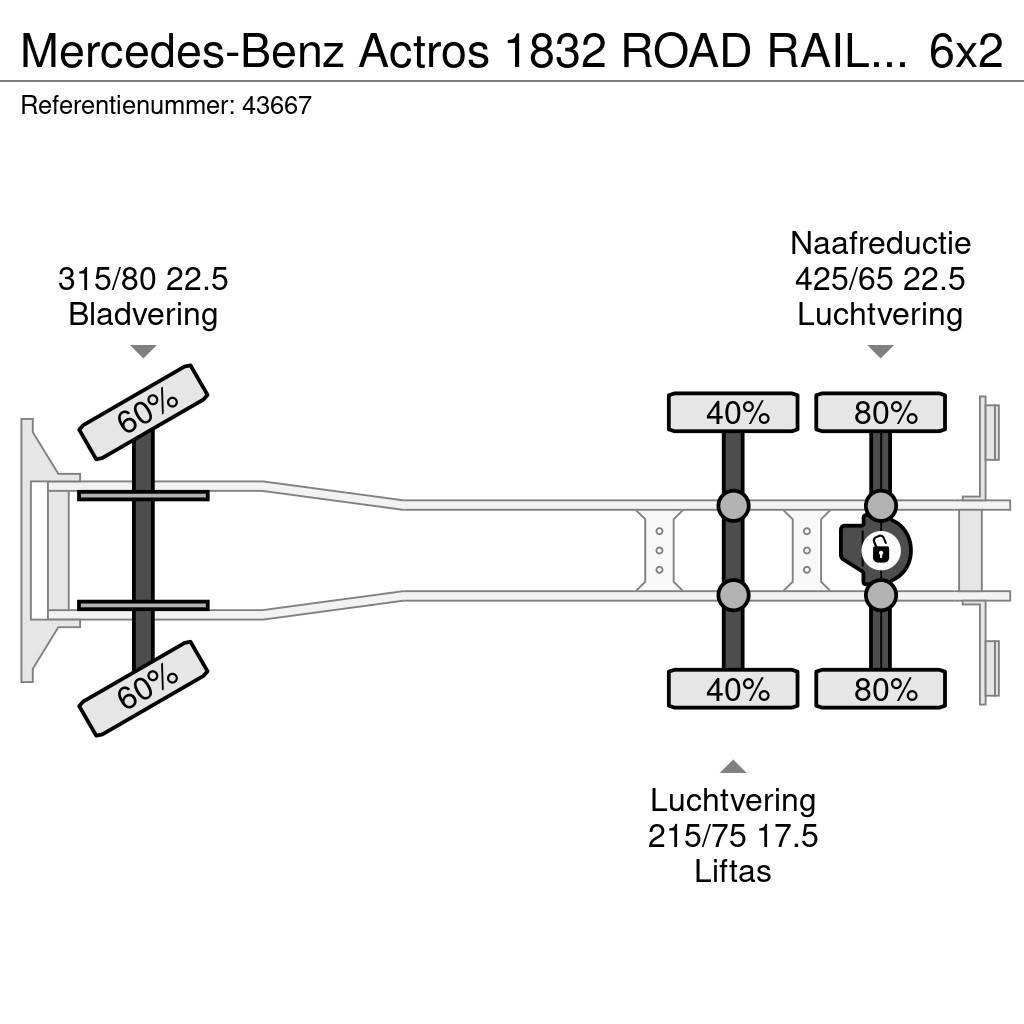 Mercedes-Benz Actros 1832 ROAD RAIL 2-way truck / Bovenleidingmo Araç üstü platformlar