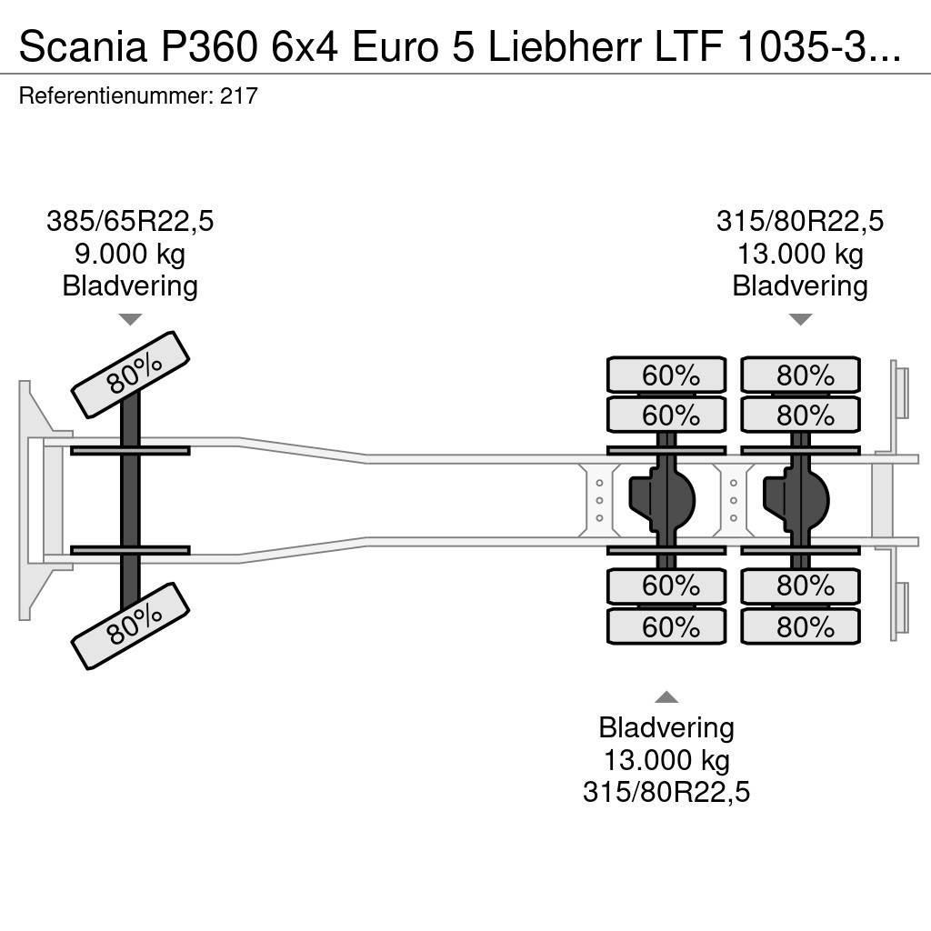 Scania P360 6x4 Euro 5 Liebherr LTF 1035-3.1 Radio Remote Yol-Arazi Tipi Vinçler (AT)