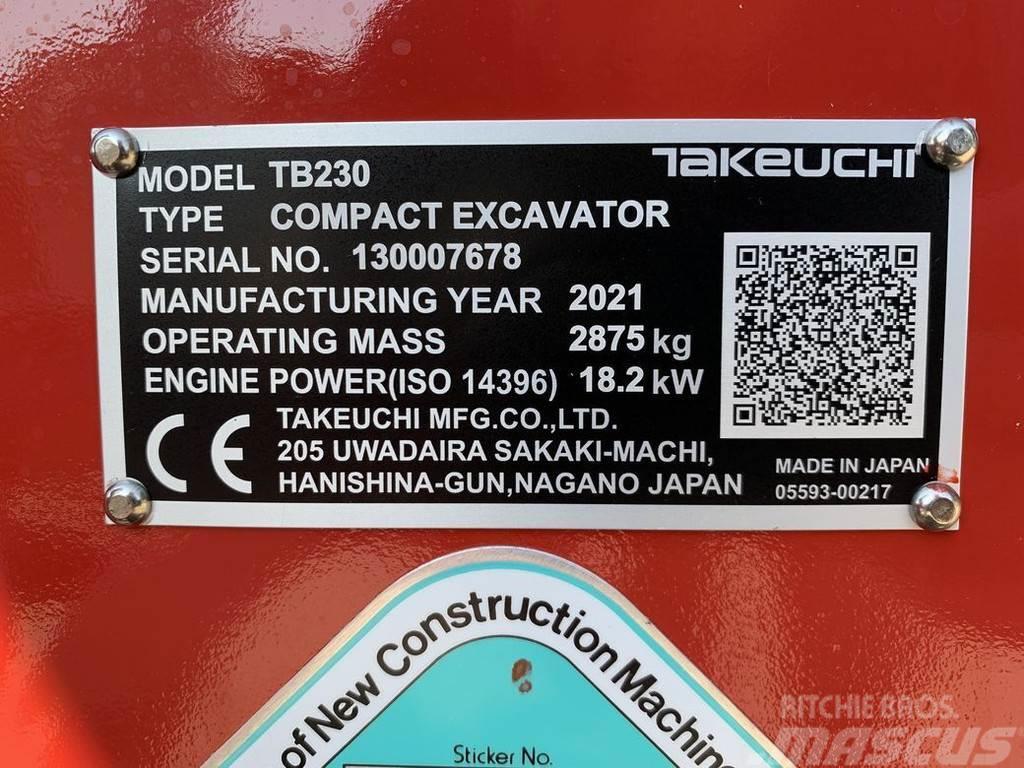 Takeuchi TB230 V3 Mini ekskavatörler, 7 tona dek