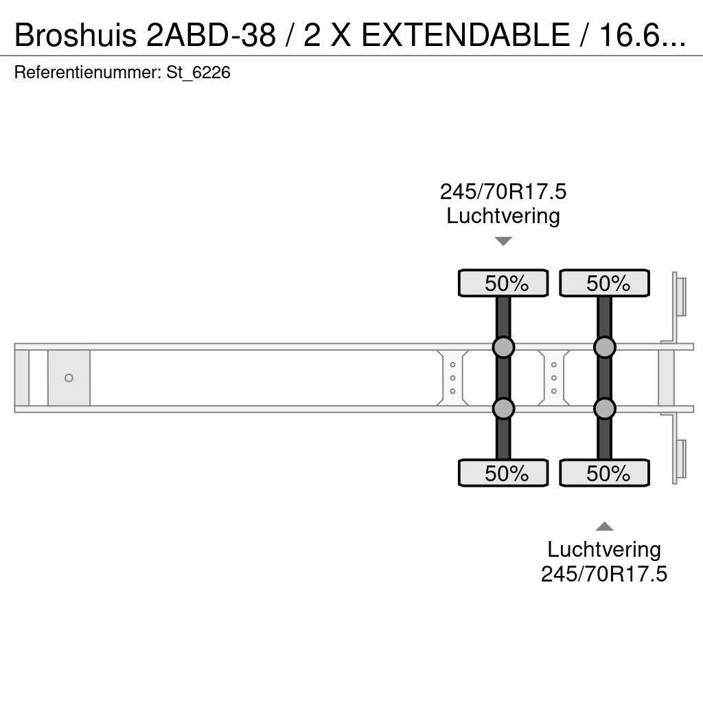 Broshuis 2ABD-38 / 2 X EXTENDABLE / 16.62 mtr BED / Low loader yari çekiciler