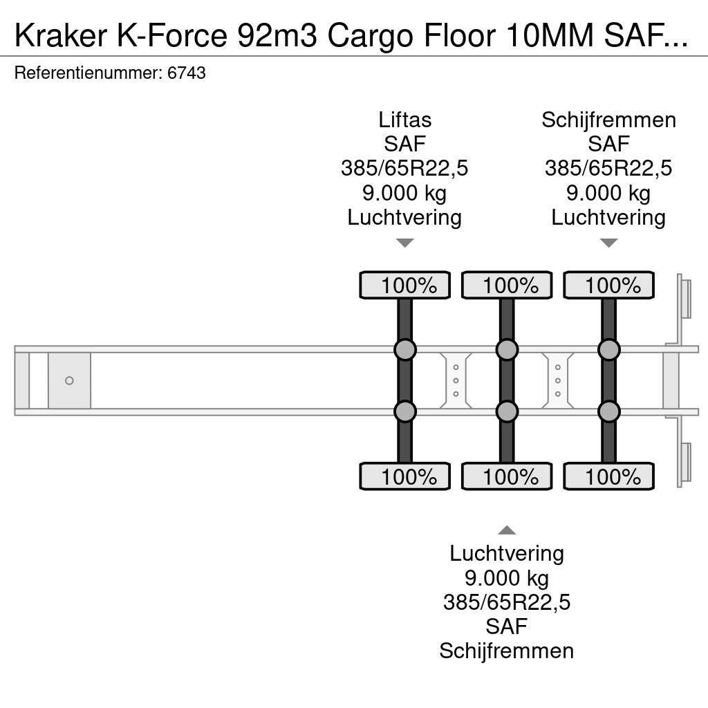 Kraker K-Force 92m3 Cargo Floor 10MM SAF, Liftachse, Remo Kayar zemin yarı römorklar