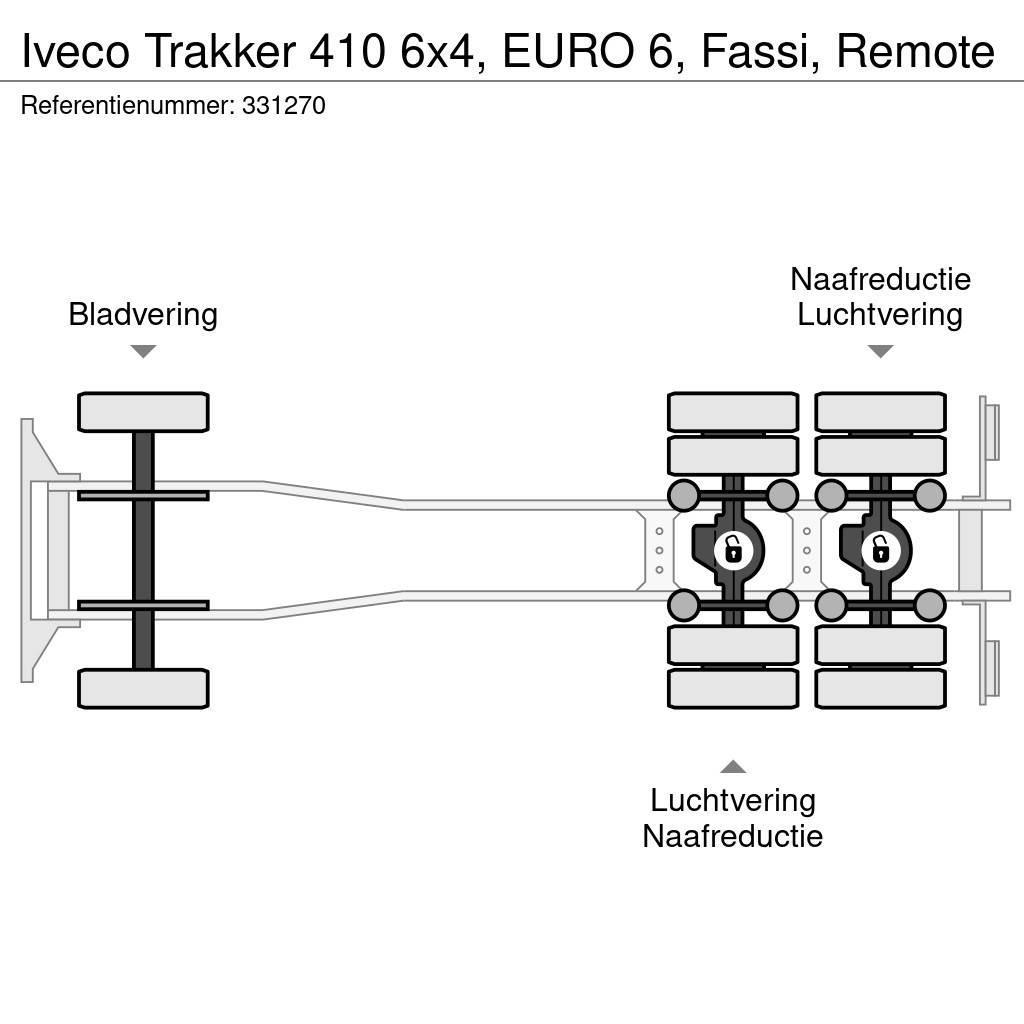 Iveco Trakker 410 6x4, EURO 6, Fassi, Remote Flatbed kamyonlar