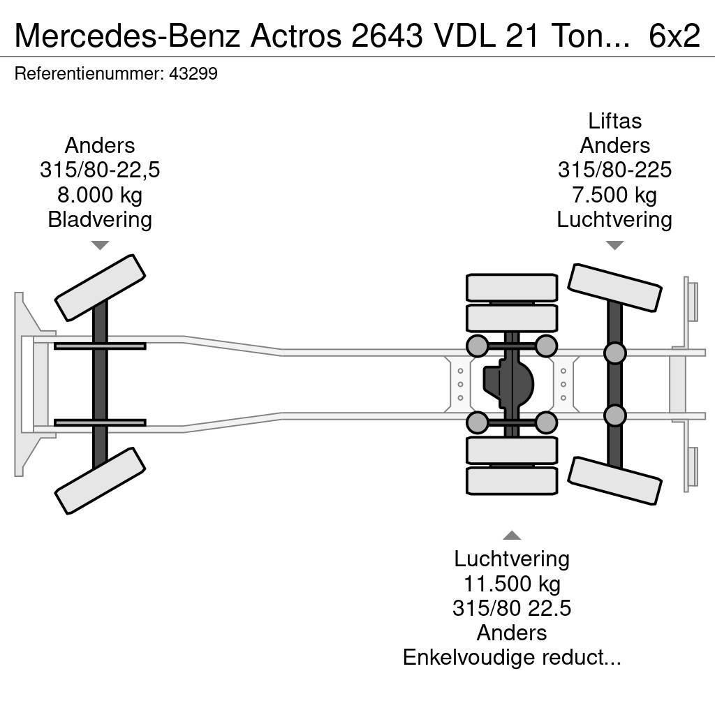 Mercedes-Benz Actros 2643 VDL 21 Ton haakarmsysteem Vinçli kamyonlar
