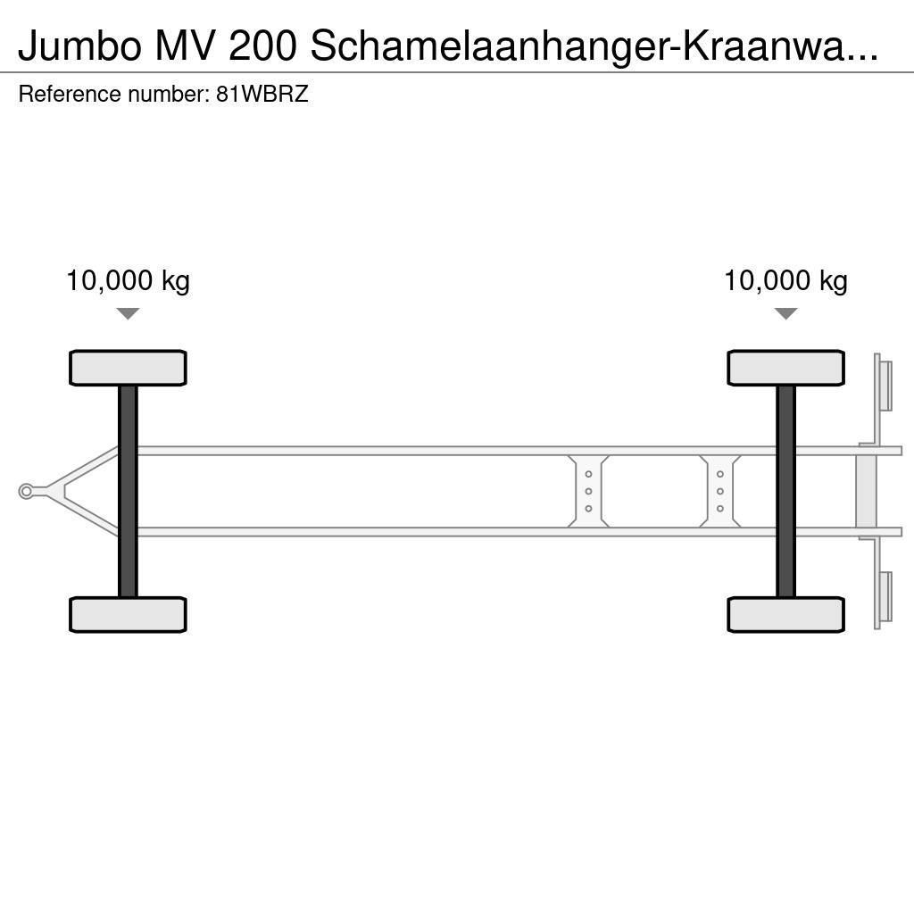Jumbo MV 200 Schamelaanhanger-Kraanwagen! Flatbed römorklar