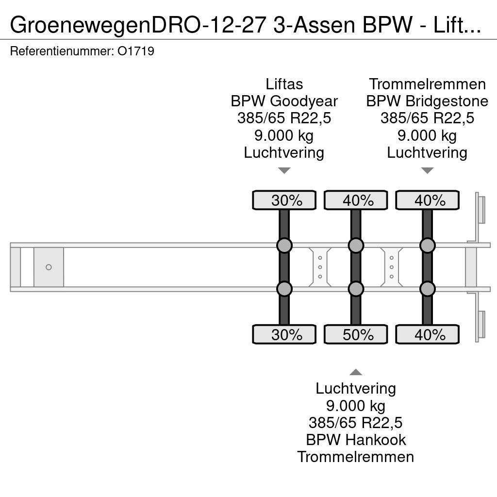 Groenewegen DRO-12-27 3-Assen BPW - Lift-as - HardHoutenvloer Perdeli yari çekiciler