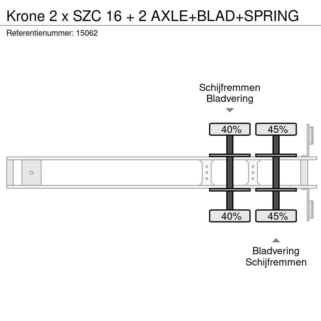 Krone 2 x SZC 16 + 2 AXLE+BLAD+SPRING Konteyner yari çekiciler