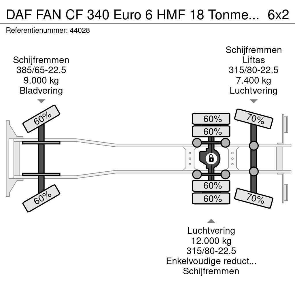 DAF FAN CF 340 Euro 6 HMF 18 Tonmeter laadkraan met li Vinçli kamyonlar