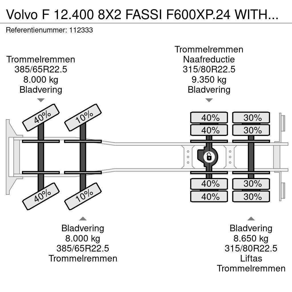 Volvo F 12.400 8X2 FASSI F600XP.24 WITH JIB Yol-Arazi Tipi Vinçler (AT)