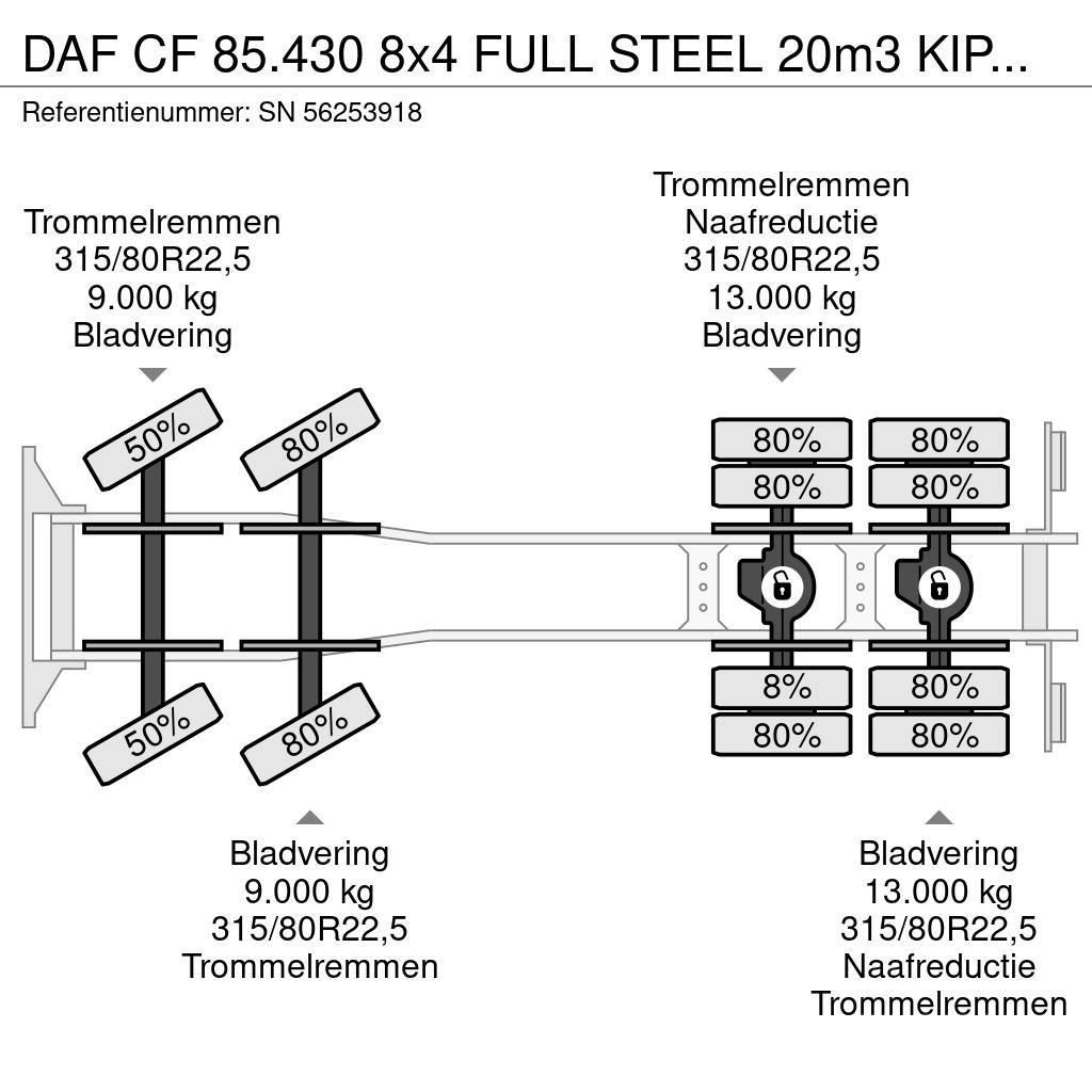 DAF CF 85.430 8x4 FULL STEEL 20m3 KIPPER (EURO 3 / ZF1 Damperli kamyonlar