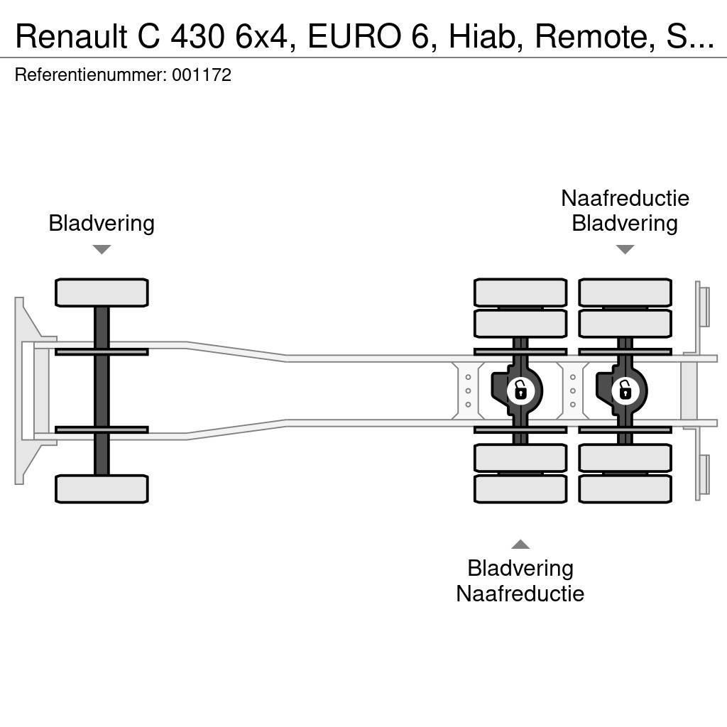 Renault C 430 6x4, EURO 6, Hiab, Remote, Steel suspension Flatbed kamyonlar