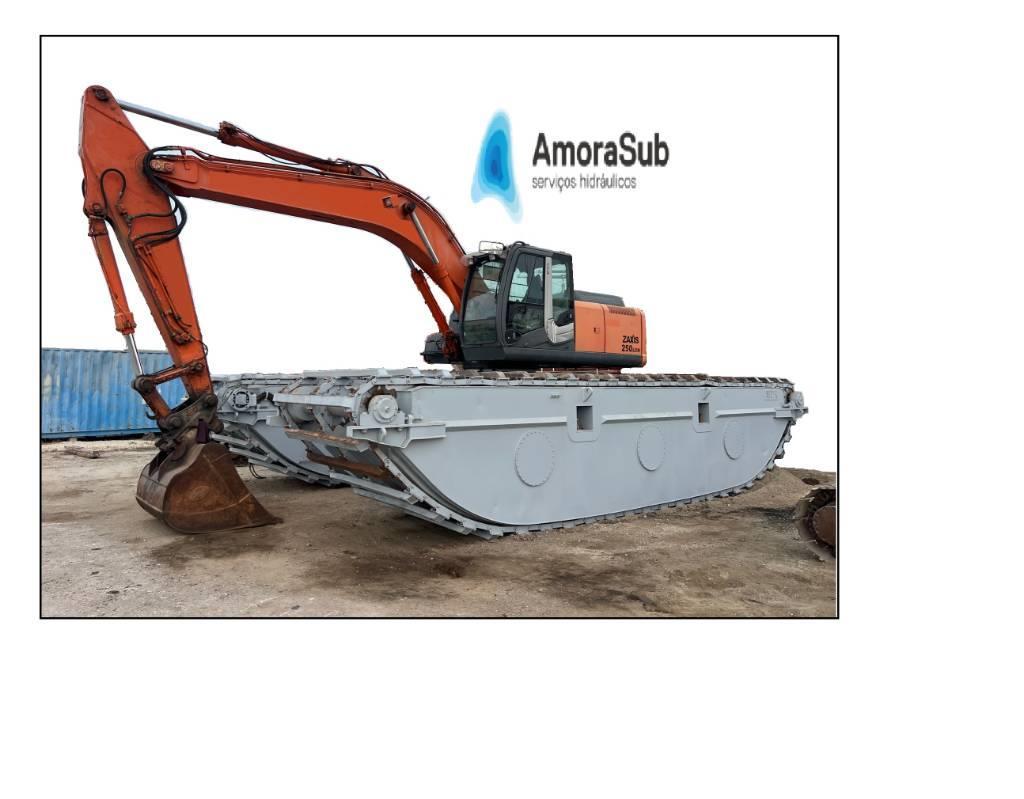  Amphibious Excavateur Hitachi 250 Long Reach 250 Amfibi Ekskavatörler