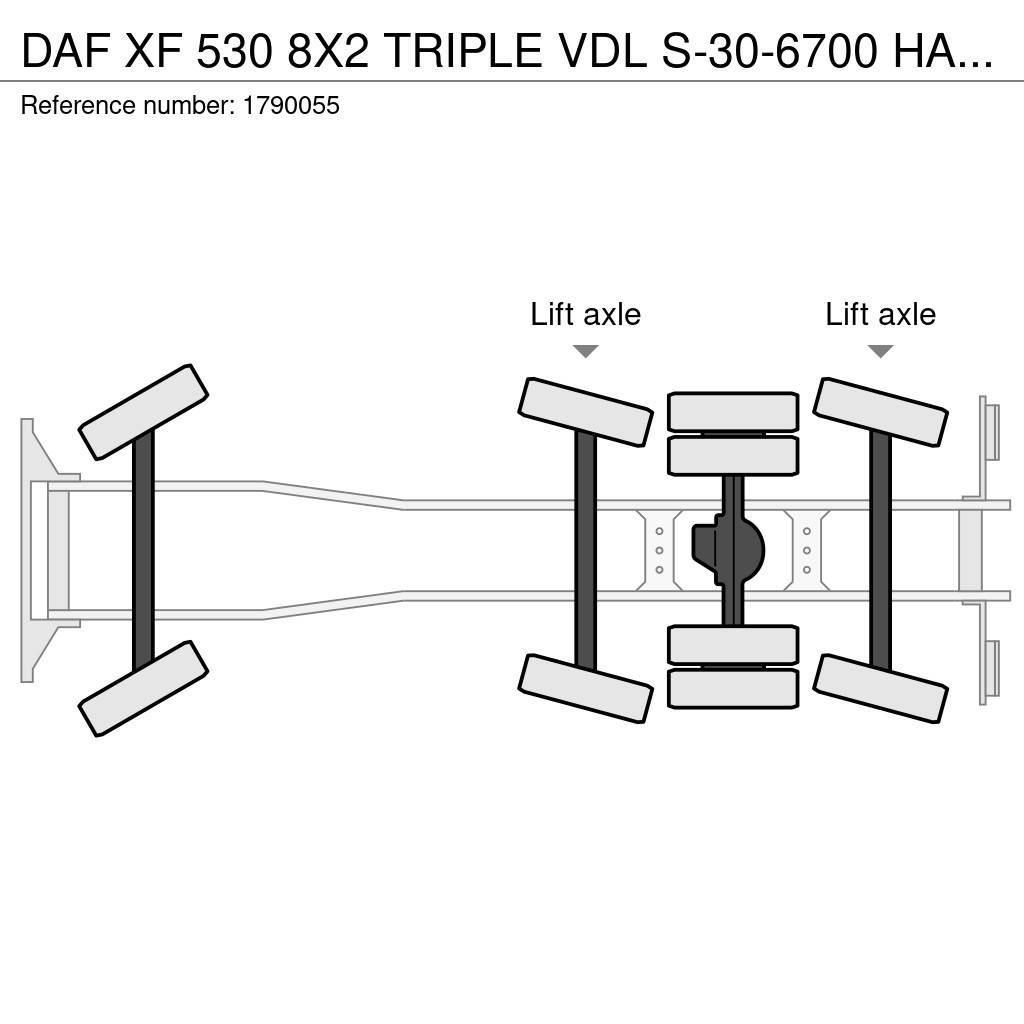 DAF XF 530 8X2 TRIPLE VDL S-30-6700 HAAKARMSYSTEEM/ABR Vinçli kamyonlar