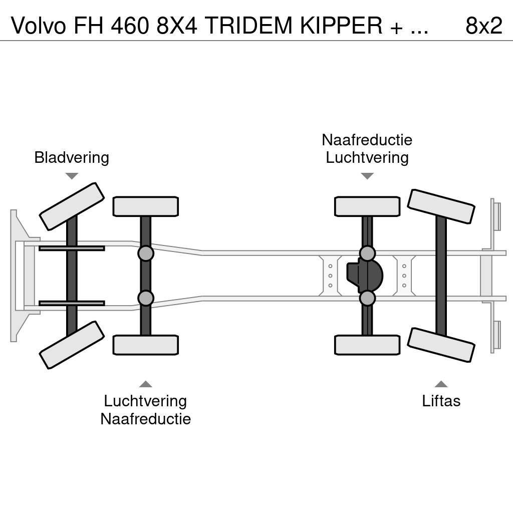 Volvo FH 460 8X4 TRIDEM KIPPER + KRAAN / FASSI F 275 / 2 Flatbed kamyonlar