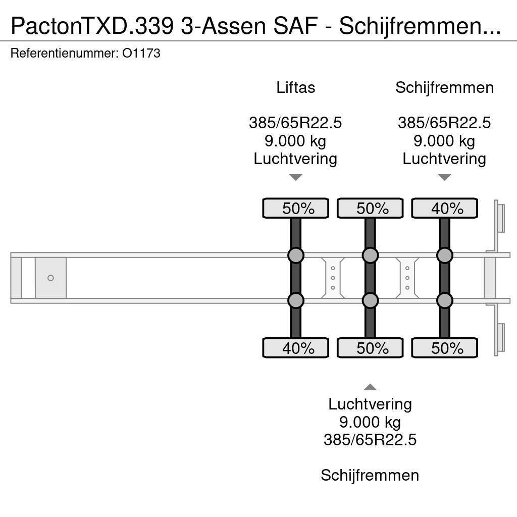 Pacton TXD.339 3-Assen SAF - Schijfremmen - Liftas - Kooi Flatbed çekiciler