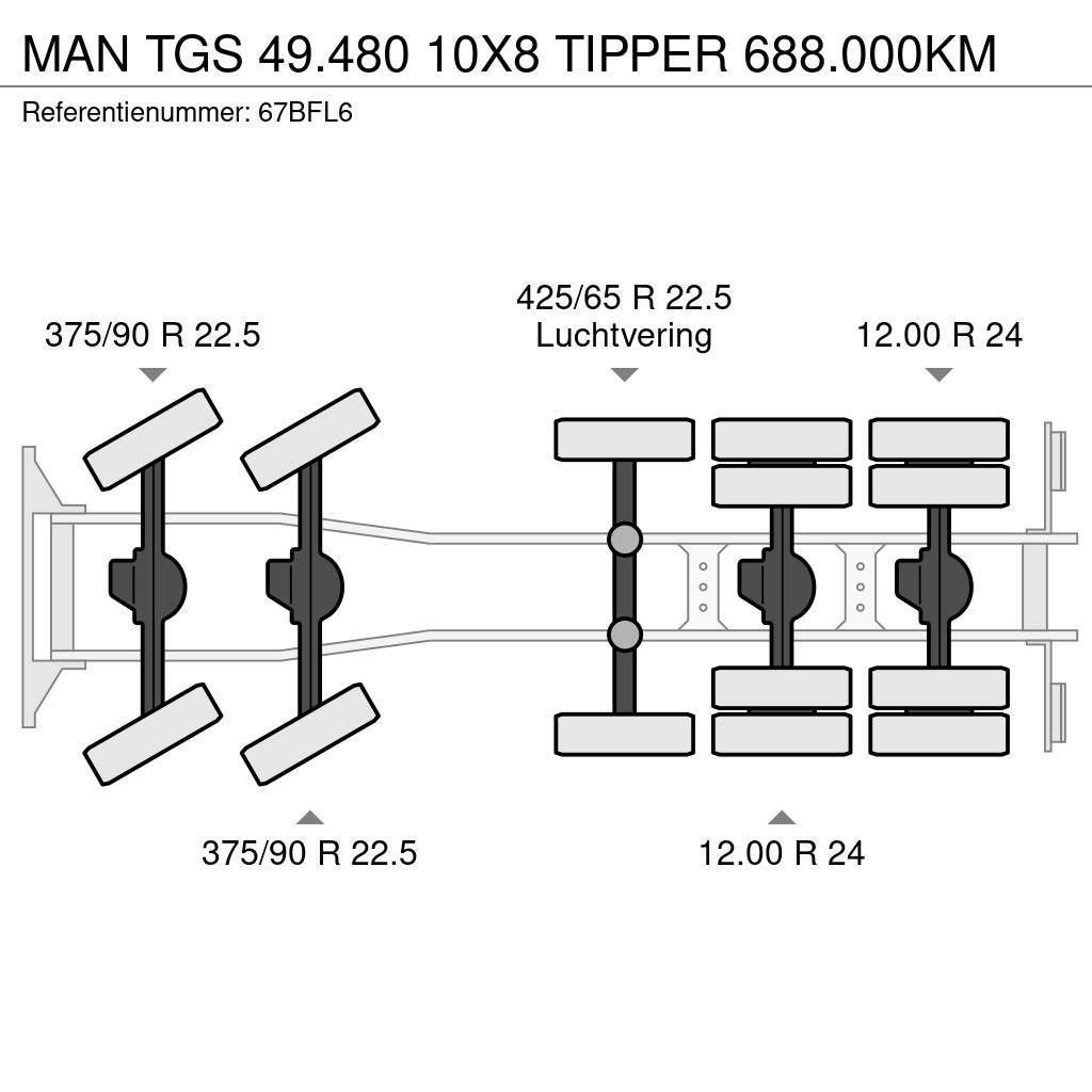 MAN TGS 49.480 10X8 TIPPER 688.000KM Damperli kamyonlar