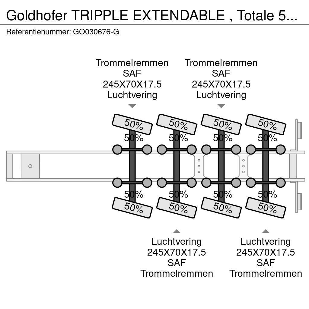 Goldhofer TRIPPLE EXTENDABLE , Totale 51 M 4 AXEL STEERING Low loader yari çekiciler