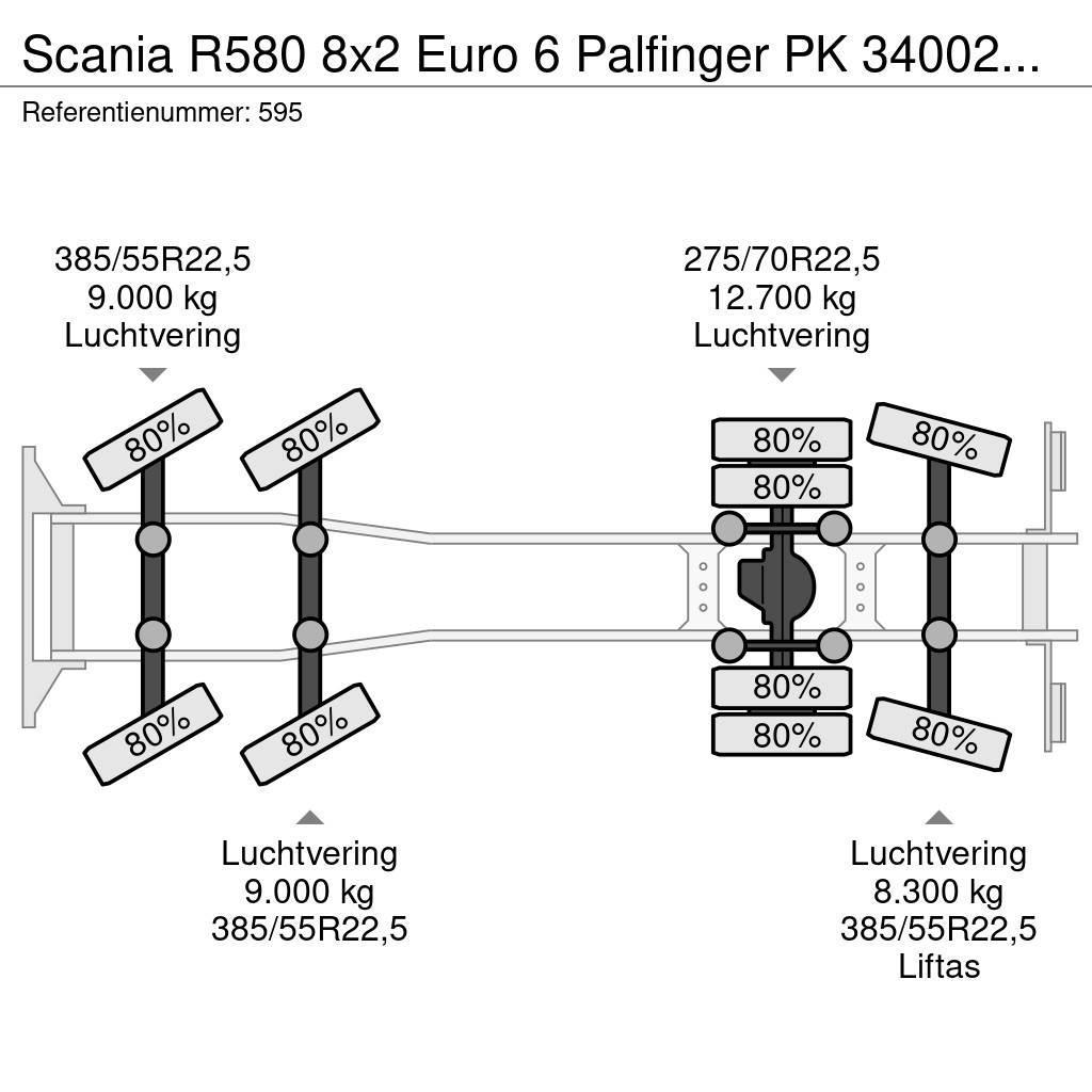 Scania R580 8x2 Euro 6 Palfinger PK 34002-SHF 7 x Hydr. W Yol-Arazi Tipi Vinçler (AT)