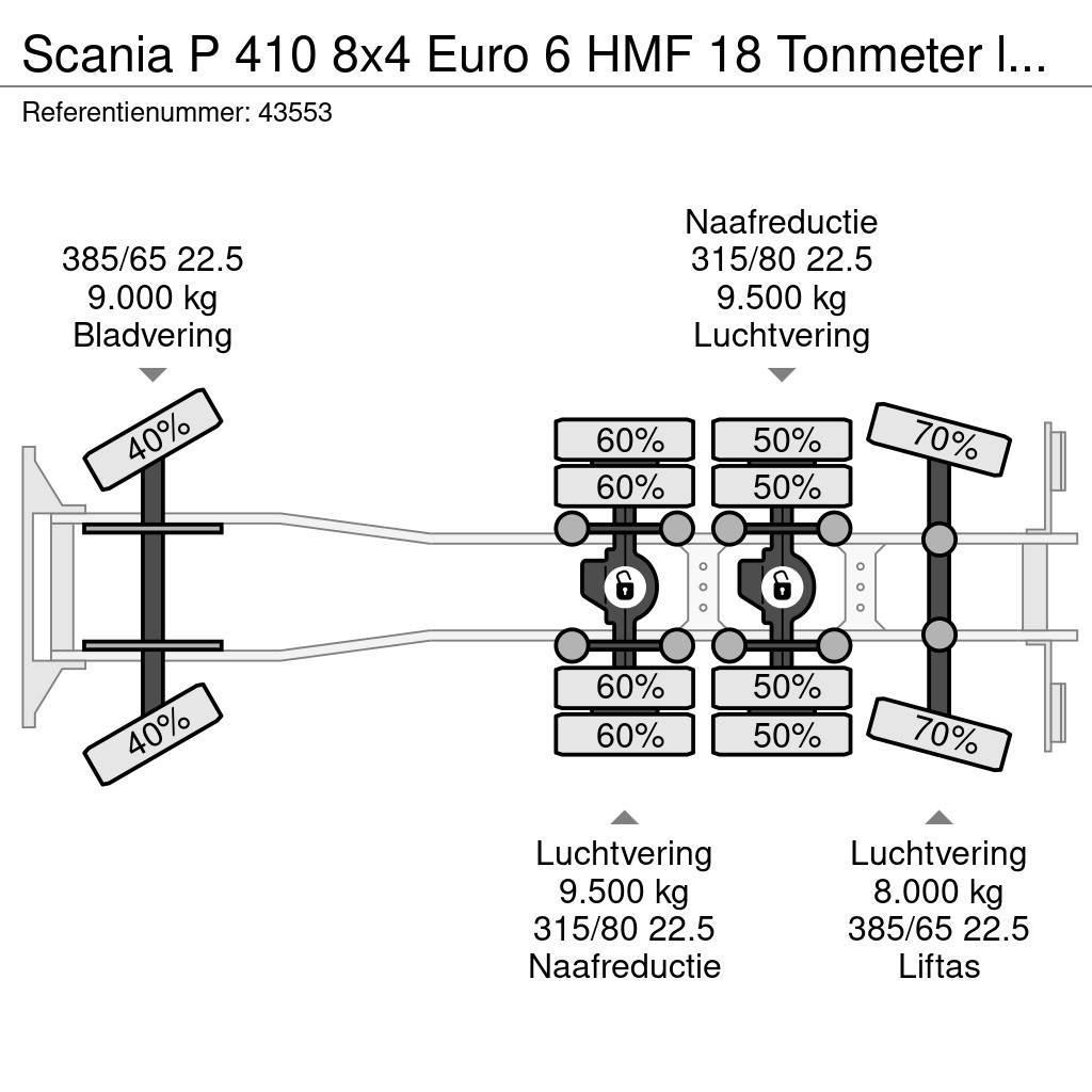 Scania P 410 8x4 Euro 6 HMF 18 Tonmeter laadkraan Damperli kamyonlar