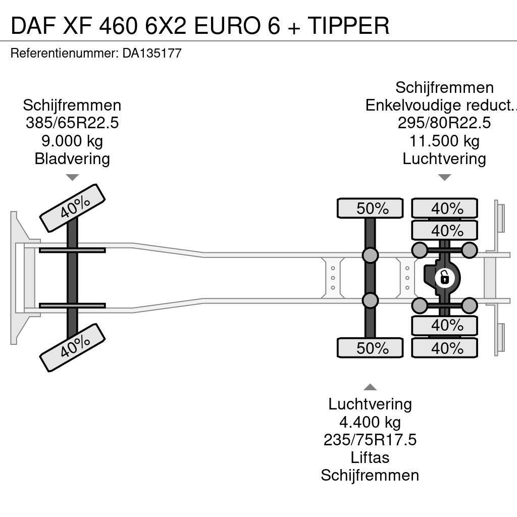 DAF XF 460 6X2 EURO 6 + TIPPER Damperli kamyonlar
