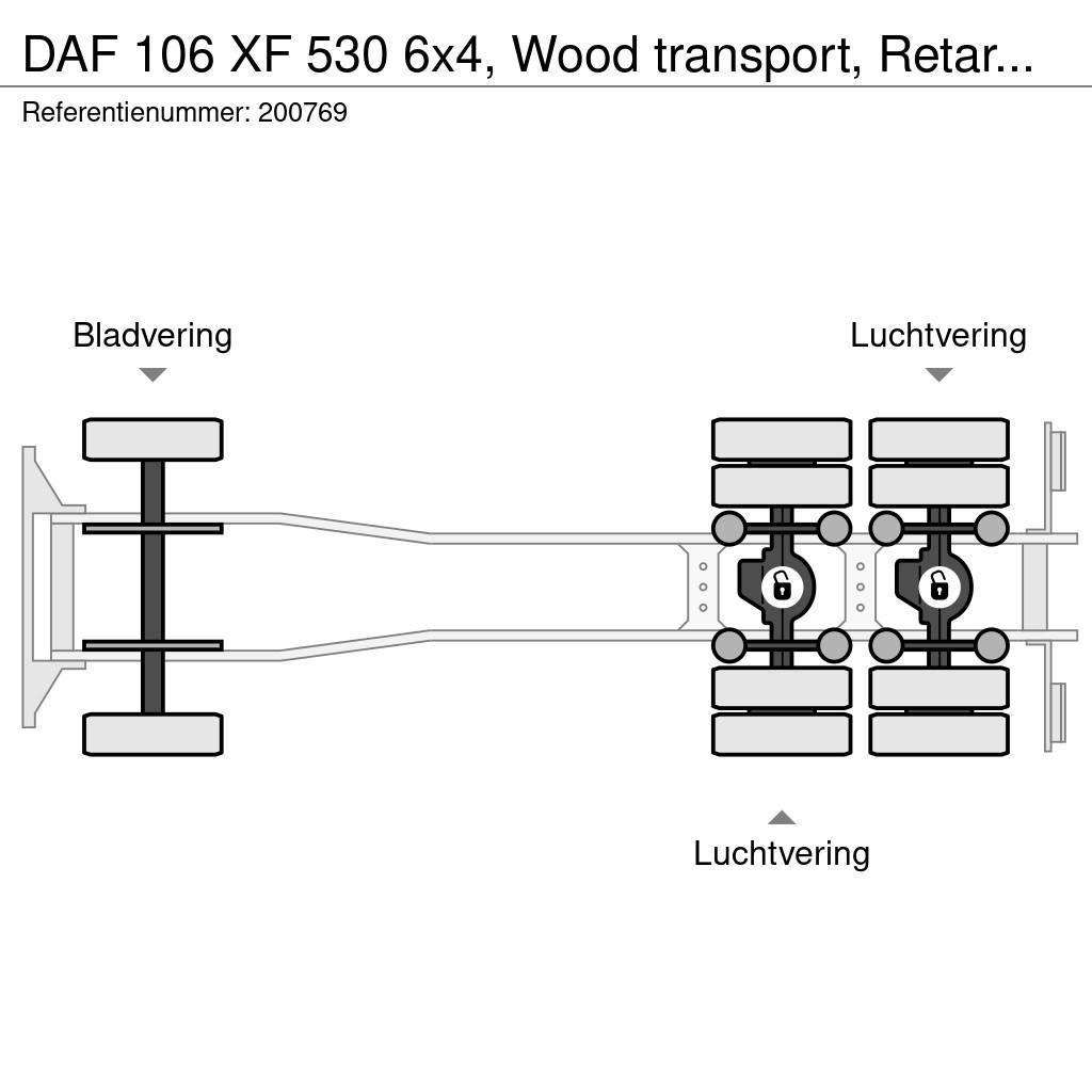 DAF 106 XF 530 6x4, Wood transport, Retarder, Loglift Tomruk kamyonlari