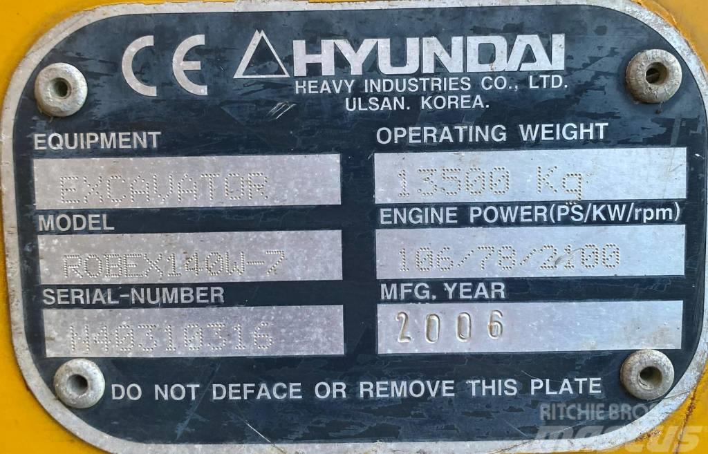 Hyundai Robex 140 W7 Lastik tekerli ekskavatörler