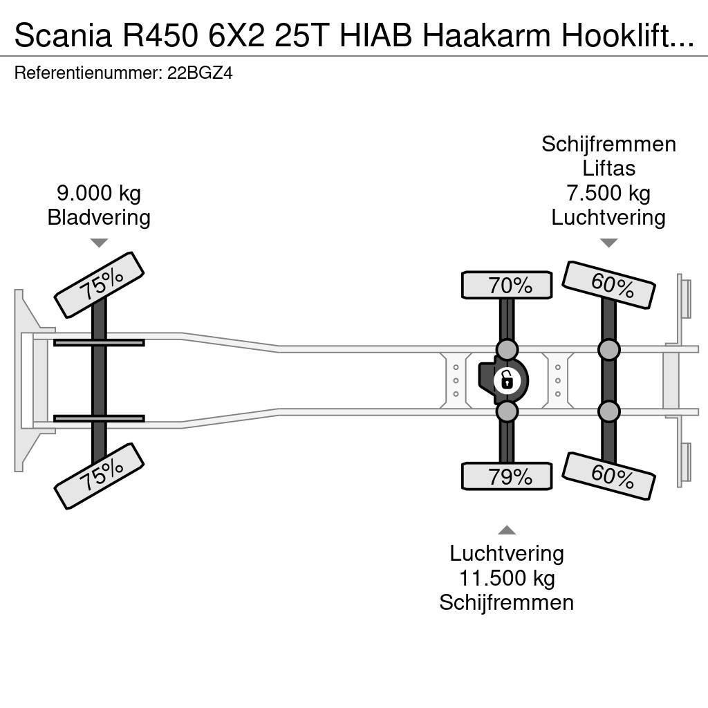 Scania R450 6X2 25T HIAB Haakarm Hooklift Remote, NL Truc Vinçli kamyonlar
