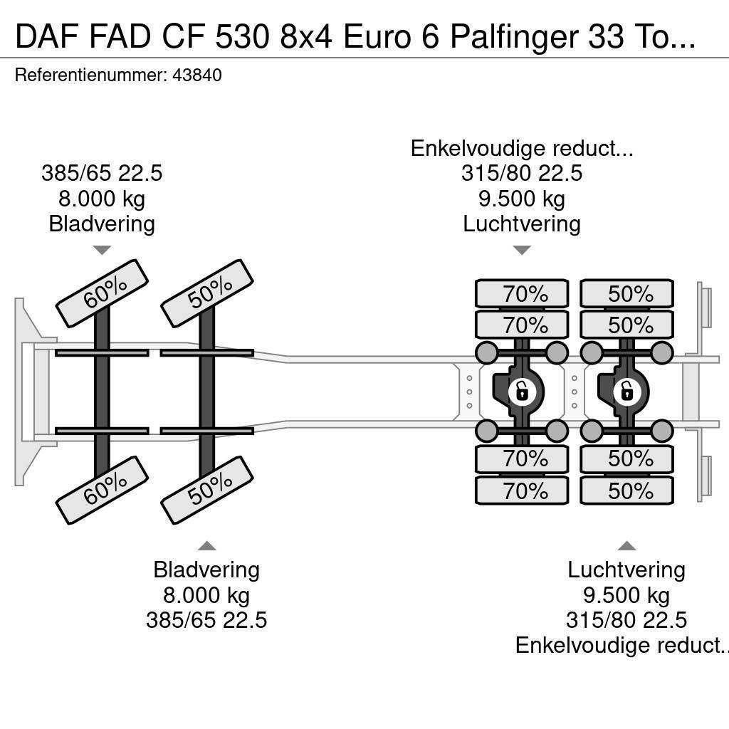 DAF FAD CF 530 8x4 Euro 6 Palfinger 33 Tonmeter laadkr Vinçli kamyonlar