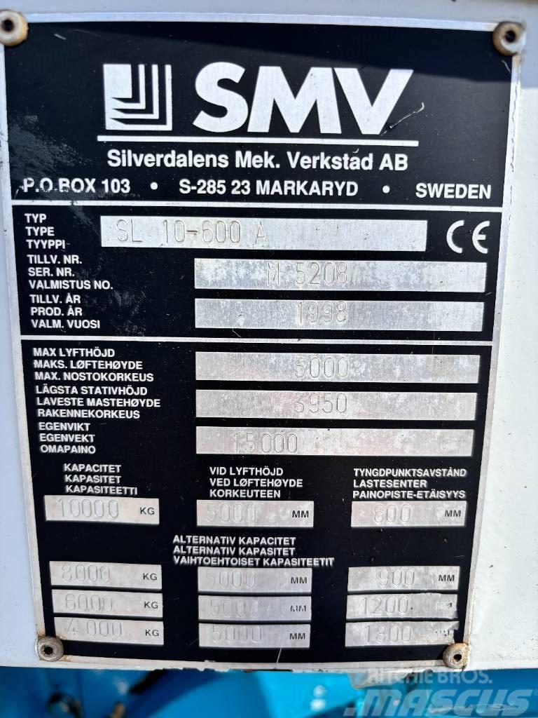 SMV SL 10-600 A + extra counterweight 12t. capacity Dizel forkliftler