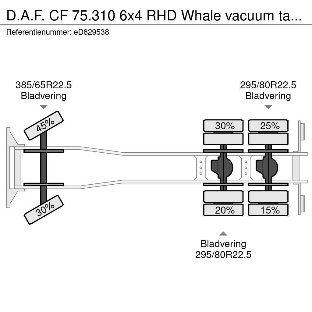 DAF CF 75.310 6x4 RHD Whale vacuum tank 11.8 m3 / 2 co Damperli kamyonlar
