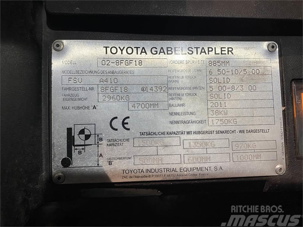 Toyota 02-8FGF18 LPG'li forkliftler