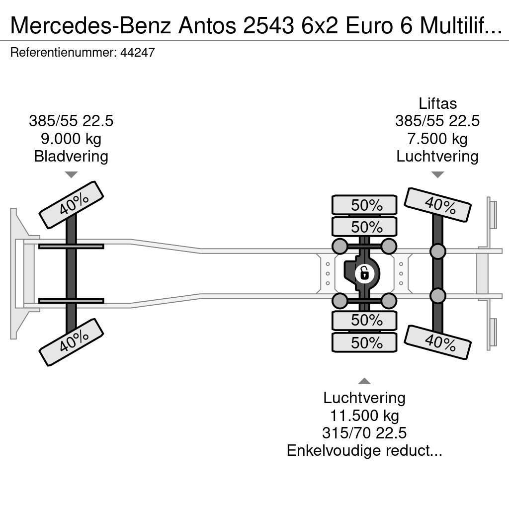 Mercedes-Benz Antos 2543 6x2 Euro 6 Multilift 26 Ton haakarmsyst Vinçli kamyonlar