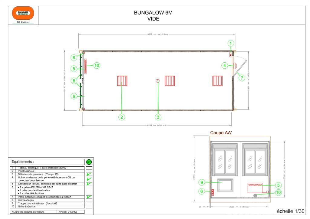  Bungalow 6 m Bureau vide Tesis Konaklama Yapıları