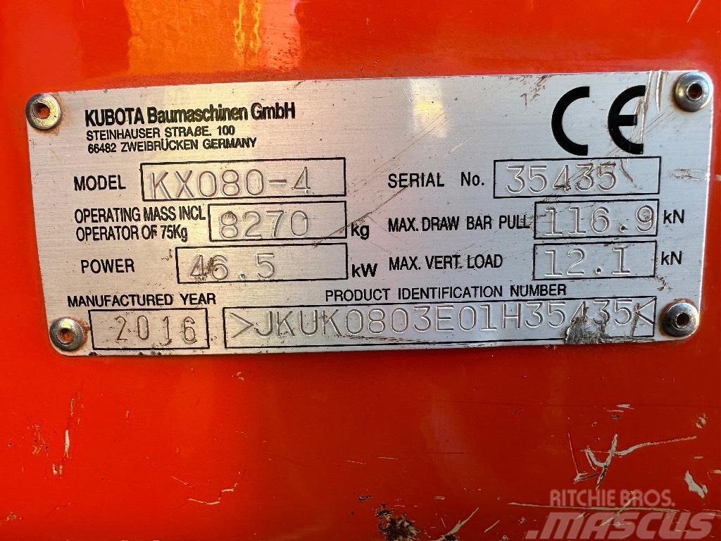 Kubota KX 080-4 Mini ekskavatörler, 7 tona dek