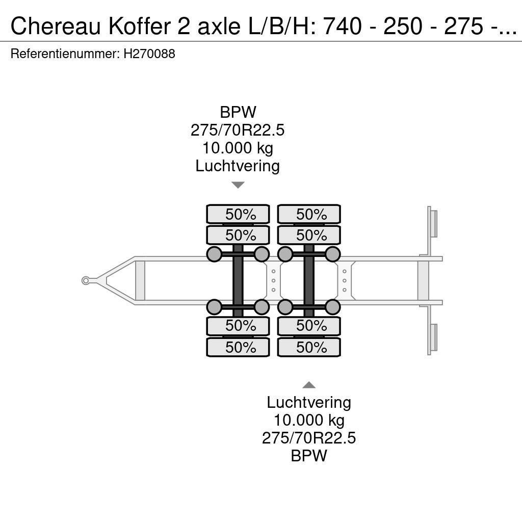 Chereau Koffer 2 axle L/B/H: 740 - 250 - 275 - BPW Axle Kapali kasa treylerler