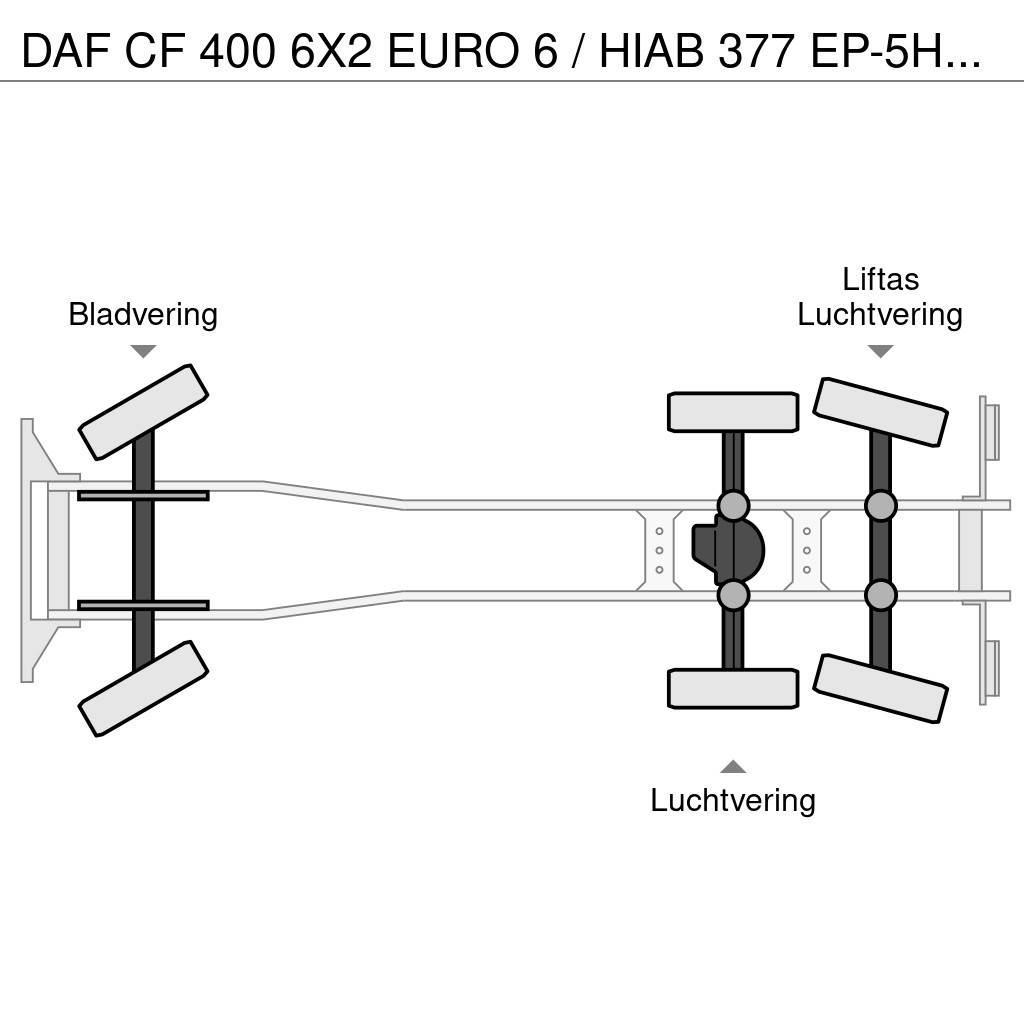 DAF CF 400 6X2 EURO 6 / HIAB 377 EP-5HIPRO / 37 T/M KR Flatbed kamyonlar