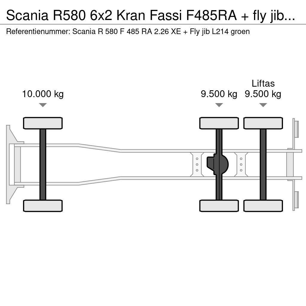 Scania R580 6x2 Kran Fassi F485RA + fly jib Euro 6 Yol-Arazi Tipi Vinçler (AT)