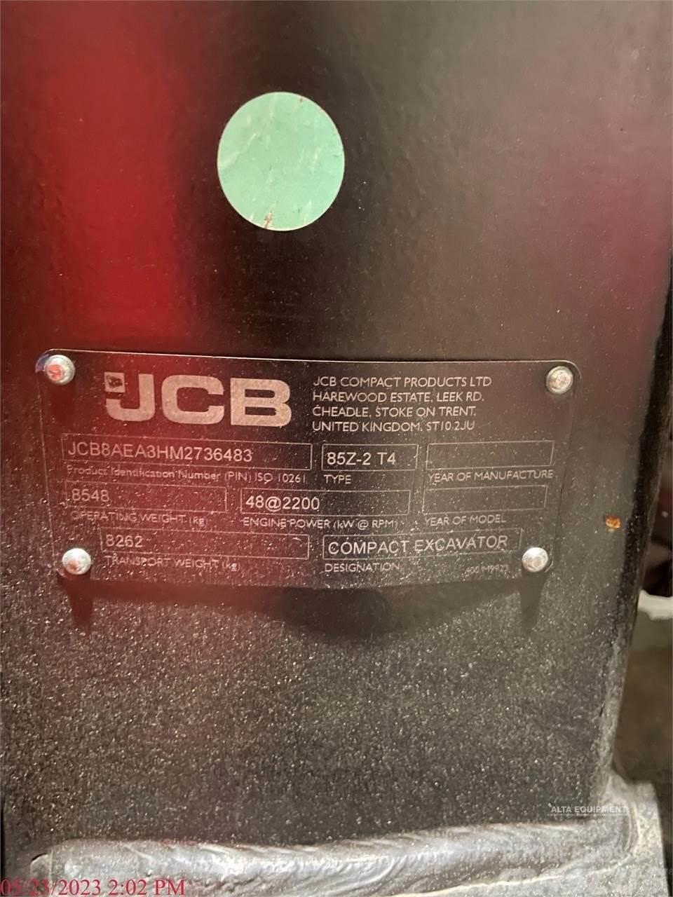JCB 85Z-2 Paletli ekskavatörler
