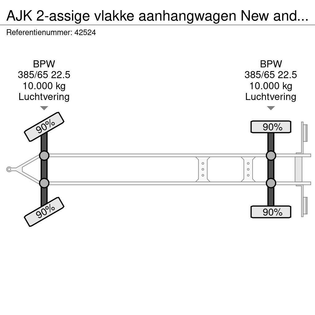 AJK 2-assige vlakke aanhangwagen New and Unused! Flatbed römorklar